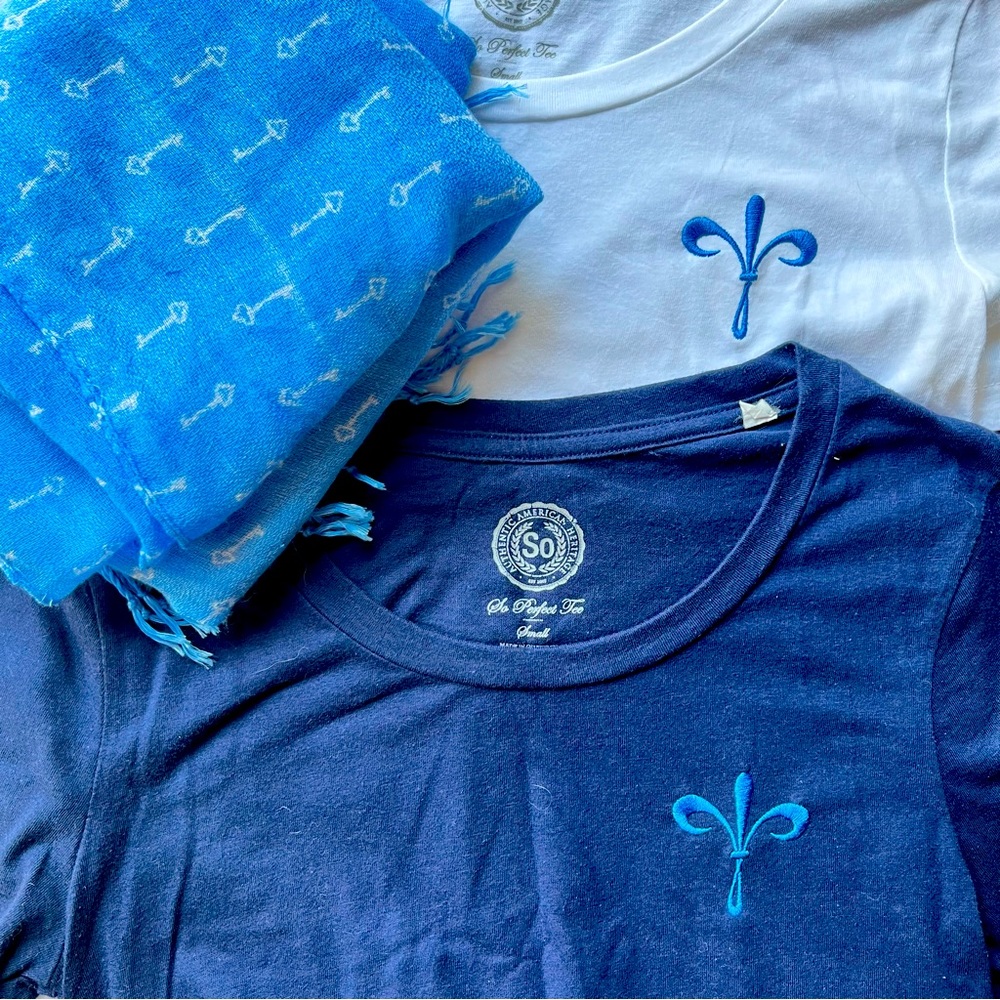 Kappa Kappa Gamma 2 shirt 1 scarf Bundle: blue, key, flurdelis.